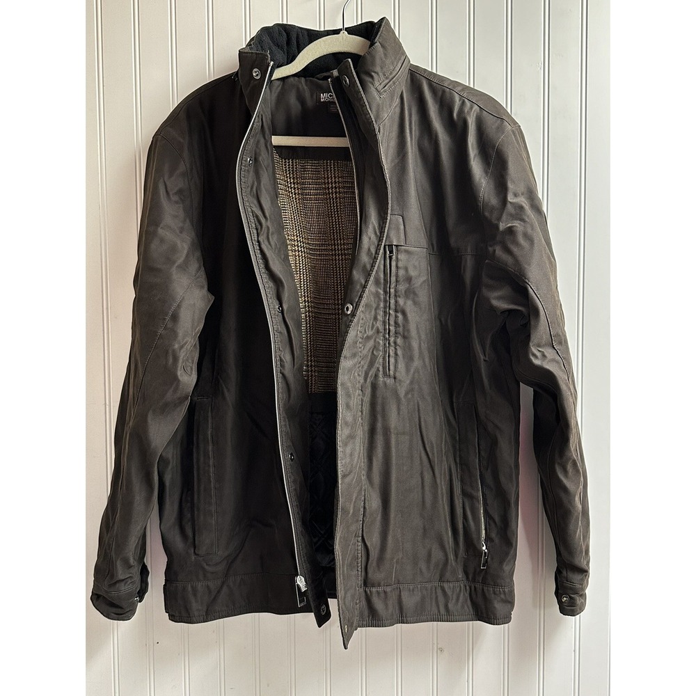 Michael Kors Mens Jacket Brown‎ Bomber Hooded Harrington Size M Excellent